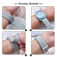 Bracelet de montre en nylon à boucle auto-agrippante, une seule pièce, à libération rapide, en tissu élastique adhésif, 20 mm 22 mm