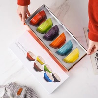 Ensemble de 6 mini-bols en céramique colorés, bols de service empilables de petite taille pour sauces, collations, desserts et condiments, vaisselle de cuisine