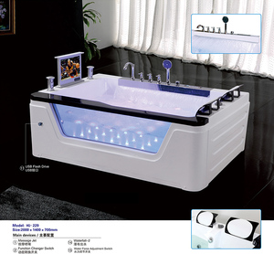 Vasca <span class=keywords><strong>Idromassaggio</strong></span> SPA Grande in Acrilico per <span class=keywords><strong>Hotel</strong></span> con Massaggio a Getto LED, Gonna Laterale per 2 Persone, Vasca da Bagno e Minipiscina da Esterno - Product Image 4