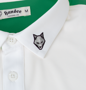 Polo à manches courtes pour homme, vert et blanc, en tissu tricoté, design rayé, logo sur le devant, coupe classique - Product Image 6