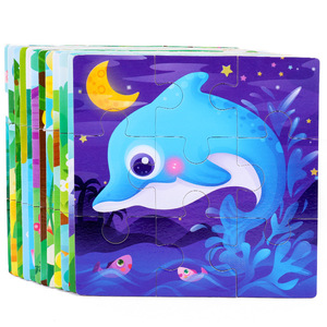 Wholesale 9 Pcs 20 Designs Animal Cartoon Wooden Puzzle