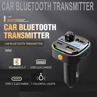 Transmetteur FM C26 pour voiture, double USB Type-C, pour haut-parleur sans fil, lecteur MP3 mains libres, chargeur rapide 3.1A, tension voiture