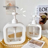 Bouteilles carrées en plastique blanc noir 300ml 500ml pour Lotion Gel douche vaisselle liquide détergent à lessive pompe à eau distribution