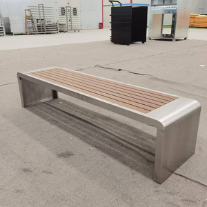 Ventes d'usine de meubles de patio extérieur banc de parc en métal étanche chaises longues en bois + acier banc moderne - Product Image 1