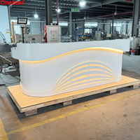 Boulangerie Comptoir de bar Design d'intérieur Lumière LED moderne Surface solide Présentoir de comptoir personnalisé à guichet unique