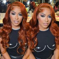 Perruques en cheveux humains HD Lace sans colle, ondulées, couleur brun roux cuivré foncé, avec nœuds invisibles
