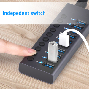 Nhôm USB3.0 <span class=keywords><strong>Hub</strong></span> <span class=keywords><strong>7</strong></span> Cổng USB 3.0 5Gbps 10 Cổng USB <span class=keywords><strong>Hub</strong></span> - Product Image 2