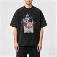 T-shirt ample délavé à l'acide pour hommes, vente en gros OEM, 100 % coton, tissu tricoté de haute qualité avec motif imprimé