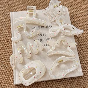 Pinza de Pelo con Forma de Lazo y Pedrería Colorida, Pinza de Pelo Geométrica de Plástico Blanco para Mujer, Accesorio de Moda Diaria Informal - Product Image 1