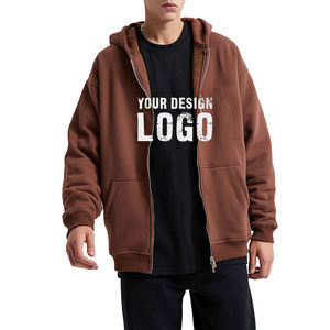 Sudadera con Capucha Extra Grande para Hombre, Informal, con Doble Cremallera, para Otoño e Invierno, al por Mayor, OEM, con Forro Polar, Sudadera con Capucha y Cremallera para Hombre - Product Image 3