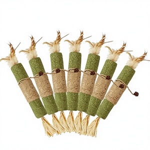 Bâtonnet de chat à la <span class=keywords><strong>catnip</strong></span> pour usage intérieur, soulagement du bruxisme, divertissement autonome, anti-ennui, résistant aux morsures, jouet pour chat en raphia, baguette de chat - Product Image 1