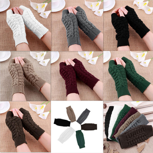 Custom Long <strong>Hand</strong> Knit <strong>Gloves</strong> Warm Embroidery Winter <strong>Gloves</strong> for Women Fingerless <strong>Gloves</strong> for Women - Product Image 2