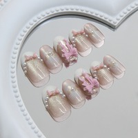 Z1344 Faux ongles à presser Œil de chat, French Laiteux, Nœud Papillon, Perle, Papillon, Style INS, Réutilisables, ABS Premium, Vente en gros, En stock
