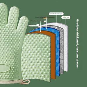 Gants <span class=keywords><strong>de</strong></span> four en silicone confortables résistants aux hautes températures avec <span class=keywords><strong>protection</strong></span> à cinq couches pour la <span class=keywords><strong>cuisson</strong></span> standard en cuisine - Product Image 3