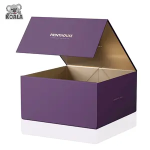 Carnet Vip personnalisé de luxe 3d en carton à paillettes créatives, violet doré pliable magnétique pour hommes, coffret cadeau