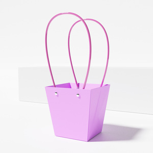 Bolsa de Flores Roja, Bolsa de Cartón Plegable de Cuero, Caja de Flores para Festivales, Arreglo Floral, Bolso de Mano, Cesta - Product Image 1