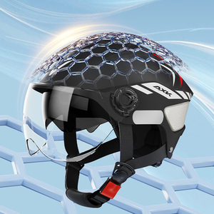 Casque de moto à face ouverte, taille réglable, avec visière solaire et protection contre le vent, double lentille - Product Image 2