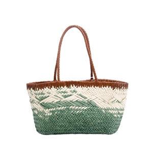 Sac fourre-tout tissé fait main-Sac à main en paille naturelle avec poignée <span class=keywords><strong>marron</strong></span> pour les sorties estivales et décontractées - Product Image 1