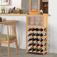 Présentoir en bambou Armoire à bouteilles de vin avec porte-bouteille Top 20 Plancher debout libre