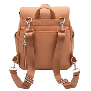 Custom Fashion Best Selling High-end Vegan Leather Mommy Bag Diaper Backpack Waterproof Baby Bags For Mom