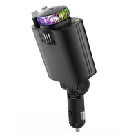 Chargeur de voiture rapide 3-en-1 45W 2026 avec adaptateur USB-C multiport rétractable 80cm, diffuseur d'arômes intégré et lumière d'ambiance Starlight