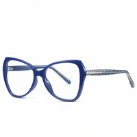 Monture de lunettes TR90 pour femme, design papillon, anti-lumière bleue, avec branches à ressort, verres PC pleine monture, modèle 2011