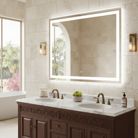 Manufacturer Wholesale Frameless Rectangle Float Glass LED Mirror Luxury Modern Large Bathroom Smart Mirror Touch Switch IP44