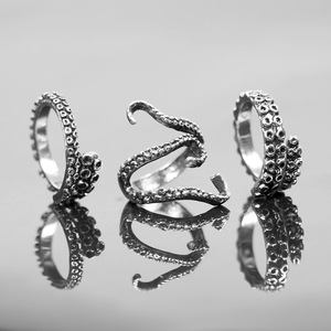 Anillos Vintage Punk de Aleación con Calavera de Demonio y Serpiente, Estilo Gótico Biker, Ajustables para Hombre con Esqueleto, Calavera, Ojo del Diablo y <span class=keywords><strong>Garra</strong></span> de Dragón Chino - Product Image 3