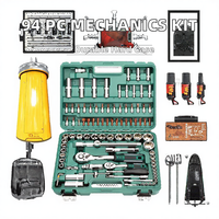 Kit d'outils à main pour mécaniciens de 94 pièces, clé à cliquet de 1/2 et 1/4 pouce, jeu de tournevis, coffret rigide pour réparation automobile OEM