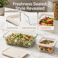 Boîte à lunch empilable en verre borosilicate de haute qualité, sans BPA, avec logo personnalisé, couvercles hermétiques, compatible micro-ondes, récipient pour la préparation des repas