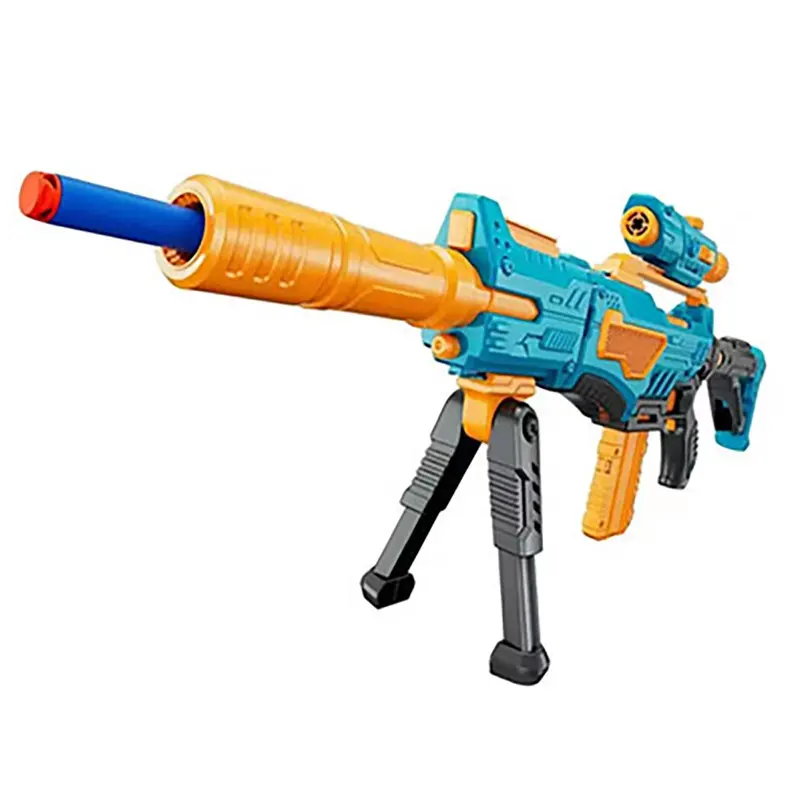 Conjunto de brinquedos de tiro com arma de bala macia automática elétrica de plástico para crianças