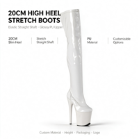 Chaussures de pole dance 20 cm (8 pouces) - Bottes de strip-teaseur au-dessus du genou - PU extensible - Fermeture éclair latérale - Logo personnalisé - Spectacle professionnel sur scène