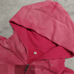 Sweat à capuche personnalisé effet délavé pour homme, 100% coton épais, coupe oversize, délavage vieilli avec strass, collection hiver - Product Image 3