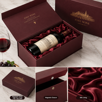 Boîte à vin/vodka rigide haut de gamme écologique avec couvercle rabattable, fermeture magnétique, doublure en éponge, impression personnalisée pour livraison sécurisée et cadeau