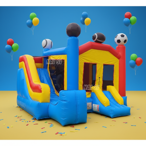 Castillo Inflable Comercial con Tobogán, Temática Deportiva, para Fiestas Infantiles, <span class=keywords><strong>Alquiler</strong></span> <span class=keywords><strong>de</strong></span> Juegos Inflables <span class=keywords><strong>de</strong></span> Fútbol y Baloncesto - Product Image 1