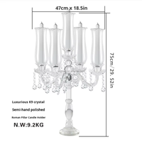 Support de bougie de mariage Royal Diamond - Décoration de table en cristal transparent pour la Saint-Valentin et Noël