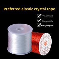 Cordon élastique extensible en spandex blanc plat avec perles de cristal Bouddha, fil pour bracelet, corde décorative faite à la main, colorée