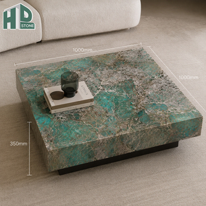 Tables basses rondes en marbre vert exotique <span class=keywords><strong>de</strong></span> qualité supérieure HDSTONE pour villas <span class=keywords><strong>de</strong></span> luxe, hôtels, salons, vente en gros - Product Image 6