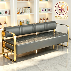 <b>Z</b> Barbershop Sofa Beauty Salon Waiting <b>Chair</b> Hair Salon Lounge Area Clothing Store Office Reception Stainless Steel Strip <b>Chairs</b> - Product Image 1
