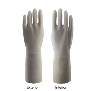 قفازات مطاطية من النتريل قابلة لإعادة الاستخدام ومقاومة للماء بطول 33 سم ووزن 75 جرام، مبطنة ومريحة للتنظيف باللون الأبيض - Product Image 3
