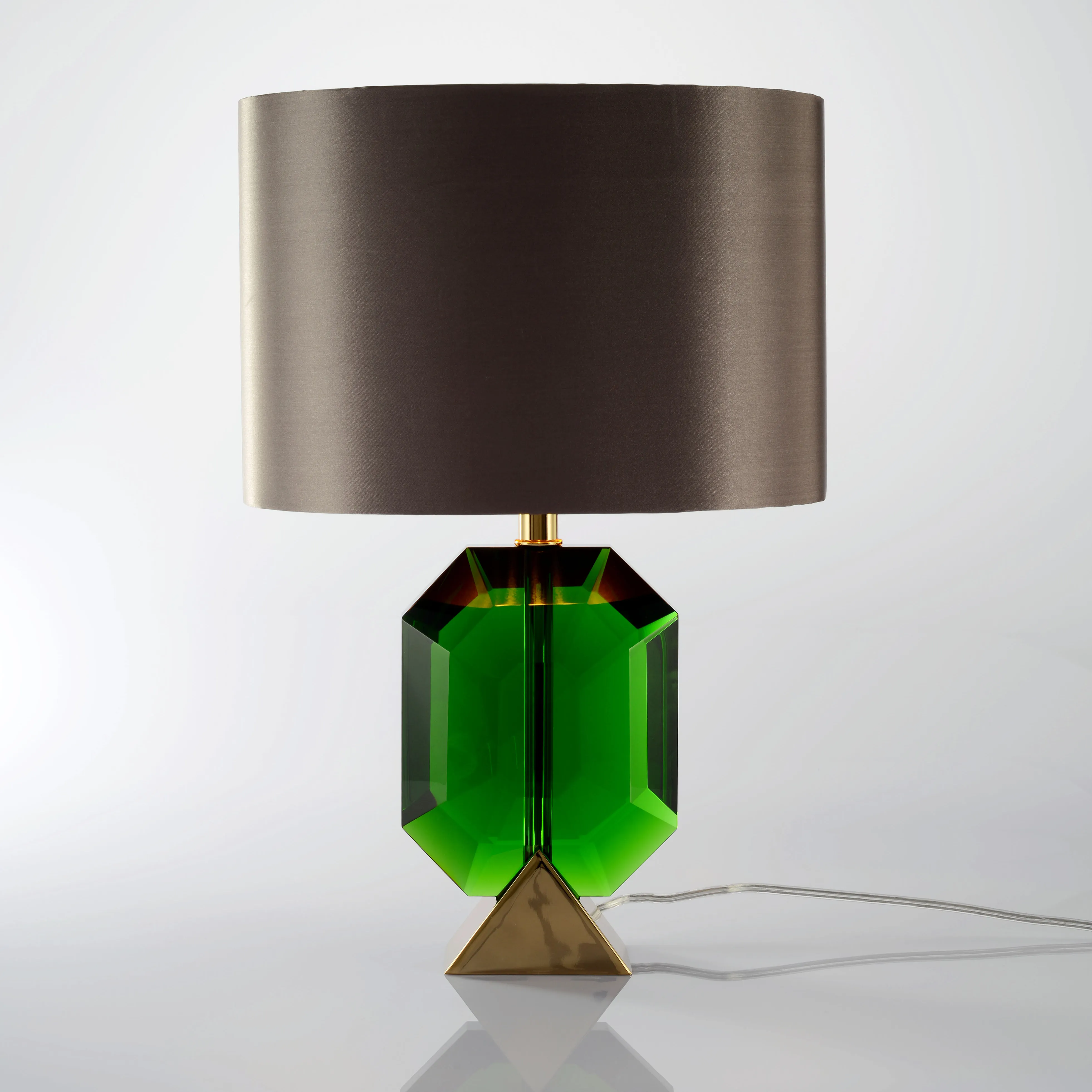Table Lamp Lamp Custom Handmade Crystal Table Lamp Green Living Room Lamp With Fabric Shade