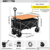 Chariot pliable portable imperméable avec poignée réglable pour le jardin et le camping