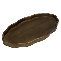 Plateau décoratif personnalisable en bois avec poignées métalliques pour table basse