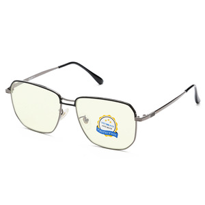 Gafas rectangulares con montura metálica completa, anti luz azul, color gris, unisex, para adultos, modelo 50010 - Product Image 2