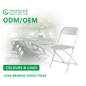 Asiento comercial apilable portátil para exteriores, sillas de comedor plegables de plástico blanco ligero para fiestas - Product Image 1