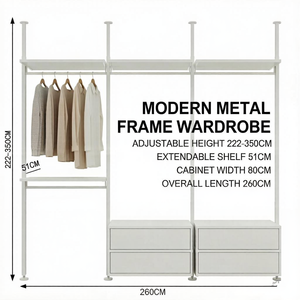 Armoire ouverte minimaliste en aluminium, penderie autoportante pour vêtements - Product Image 2