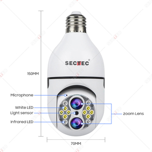Hot bán trong giá bán buôn Sectec không dây Wifi ống kính kép PTZ 10x E27 Bóng đèn máy ảnh dễ dàng để cài đặt - Product Image 1