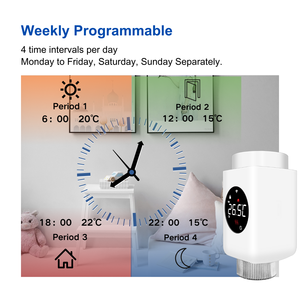 Thermostat <span class=keywords><strong>de</strong></span> vanne <span class=keywords><strong>de</strong></span> <span class=keywords><strong>radiateur</strong></span> d'appartement à la maison avec <span class=keywords><strong>bouton</strong></span> <span class=keywords><strong>de</strong></span> fonction <span class=keywords><strong>de</strong></span> suralimentation Thermostat TRV pour thermostat Zigbee à <span class=keywords><strong>commande</strong></span> vocale Alexa - Product Image 4