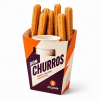 Boîte en papier personnalisée résistante à la graisse pour churros avec compartiment pour sauce, support pour snacks, frites et bâtonnets de mozzarella à emporter