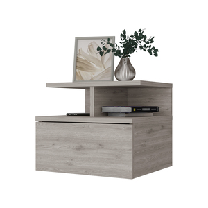 Table de chevet flottante Augusta à 2 niveaux et 1 tiroir, rangement mural pour chambre à coucher - Product Image 6